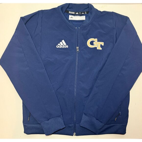 Adidas Georgia Tech Yellow Jackets Navy Blue Full-Zip Track Jacket Mens M GT - Picture 1 of 12